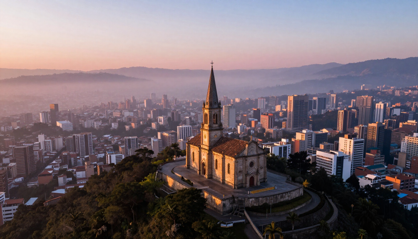 Vista panorámica de los sitios turísticos de Bogotá desde el cerro de Monserrate