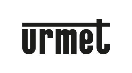 Logo stilizzato nero con la scritta "urmet" e una linea orizzontale sopra le lettere.