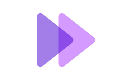Pulsante di avanzamento rapido, due triangoli viola sovrapposti.