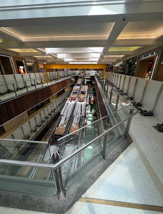 Mall Interior Under Construction; Escalators Removed — East Coast Cranes in Ormeau, QLD