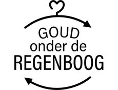 logo voor goud onder de regenboog met een hart en pijlen.