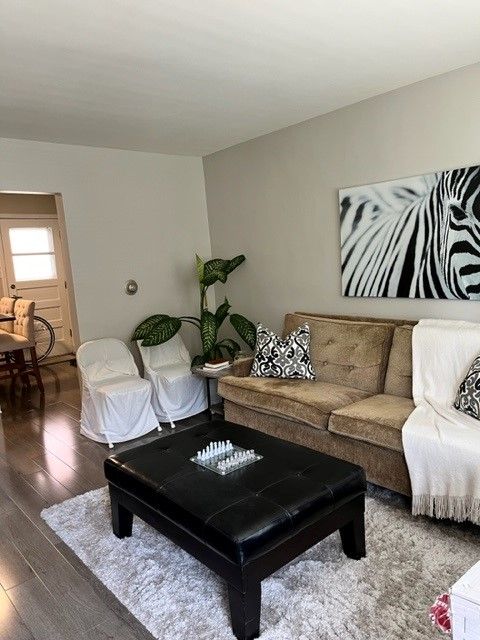a living room with a couch and a coffee table