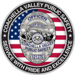 A blue and white logo for coachella valley public safety