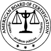 A black and white logo for the american board of certification.