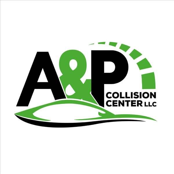 A&P Collision Center LLC logo in black and green with stylized car outline