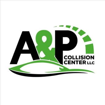 A&P Collision Center LLC logo in black and green with stylized car outline