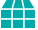 Blue grid with three rows and three columns, topped with a roof-like shape.