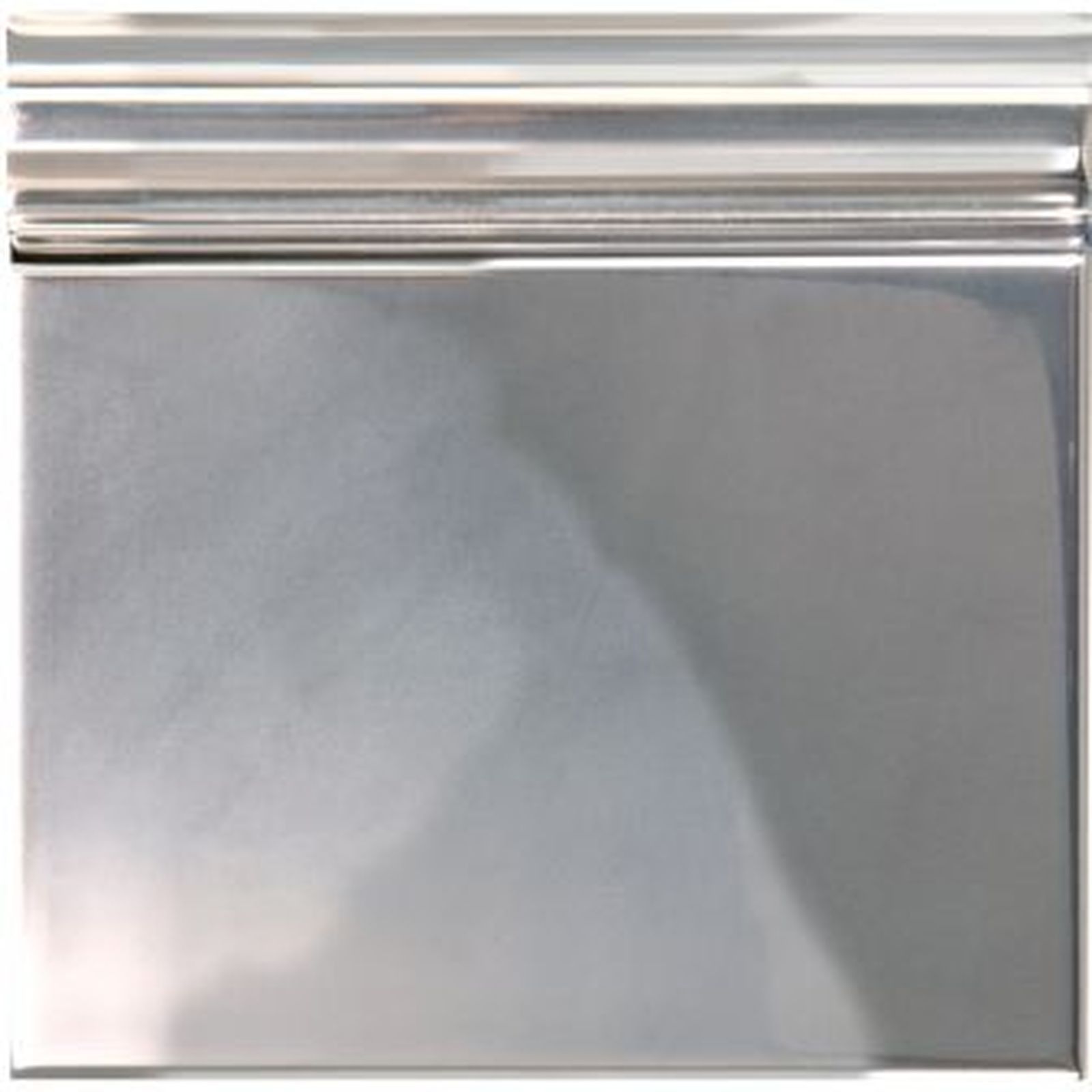 Silver rectangular box with a grooved top.