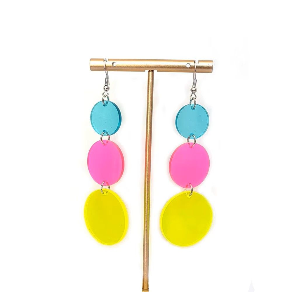 Acrylic earrings blue, pink yellow