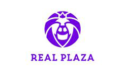 El logo de real plaza es una pelota de baloncesto morada con una corona.