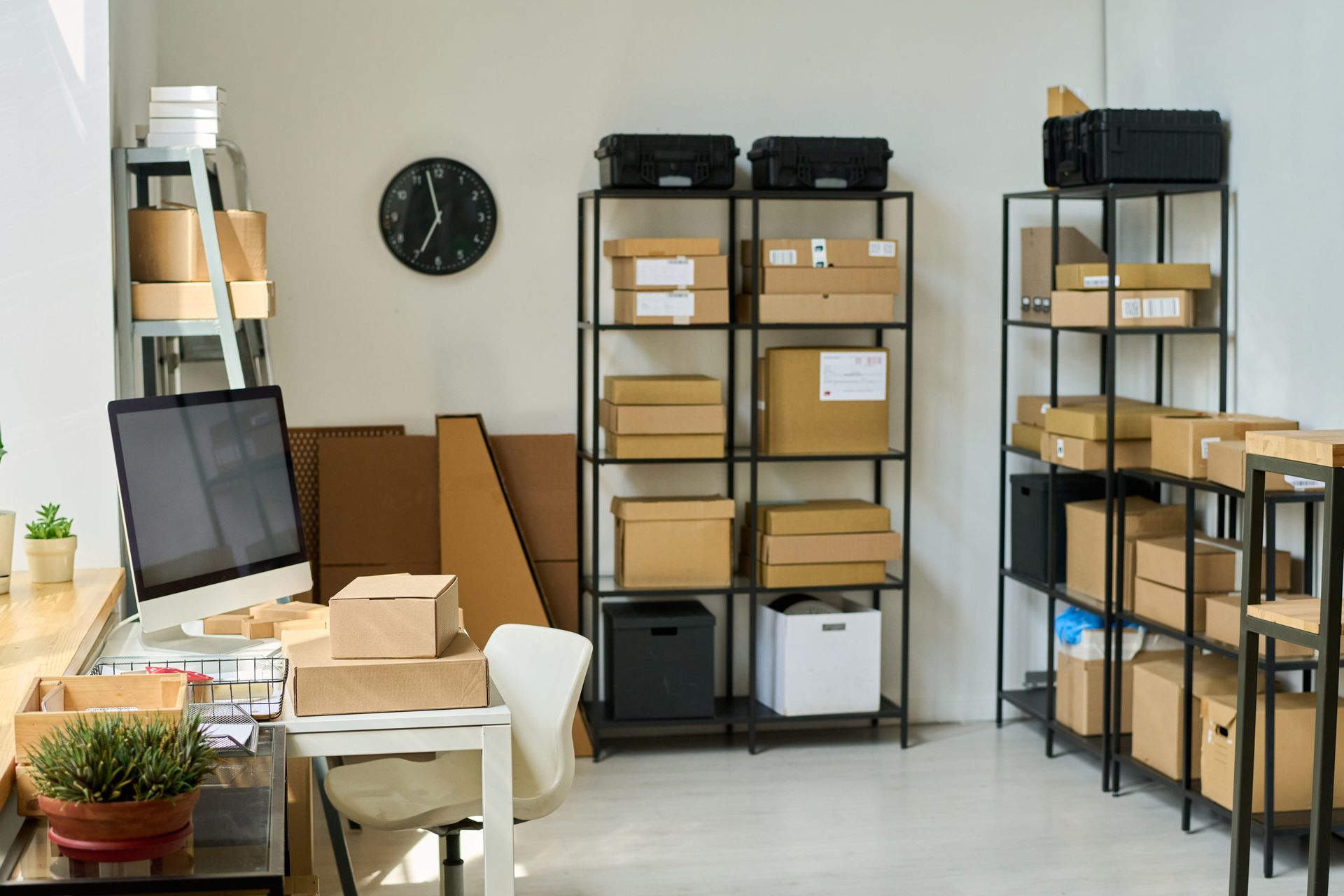 Efficient workspace systems with labeled storage and clear work zones
