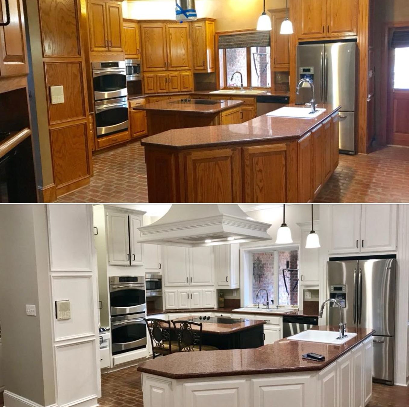 Commercial painting project before and after.