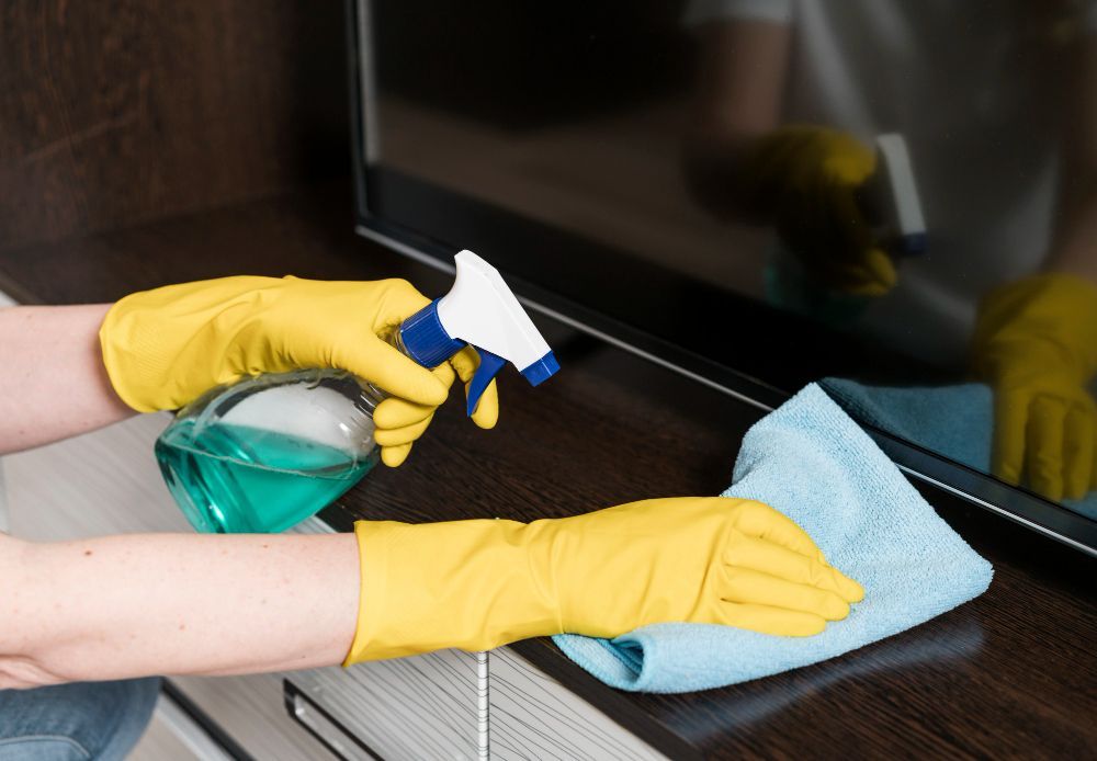 Worker Cleaning an Office