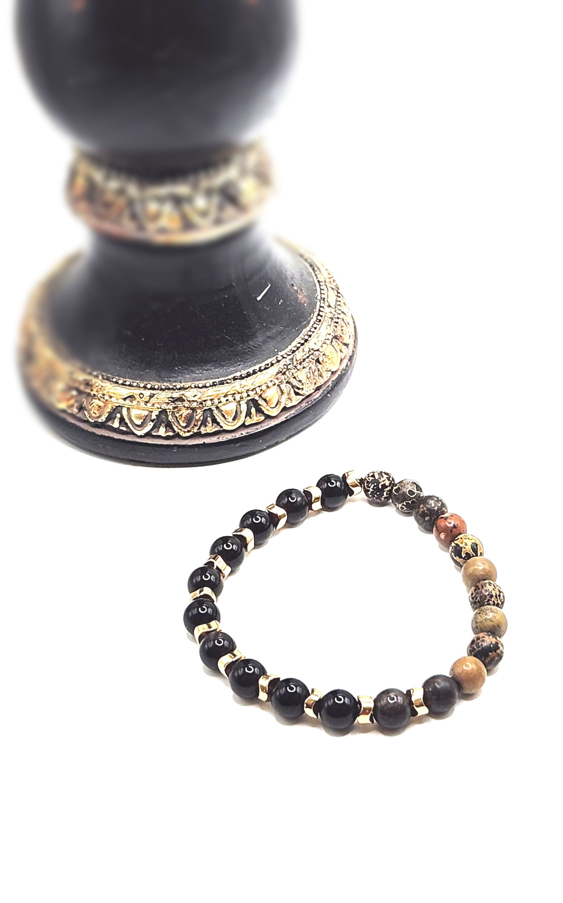 Dendritic Agate Obsidian Crystal Bracelet for Men