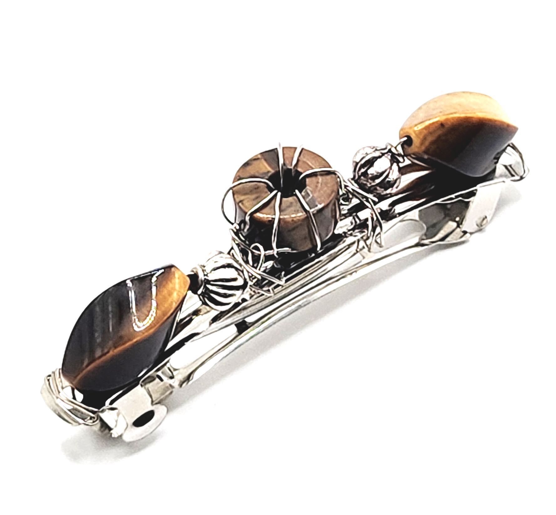 TRUE TIGER'S EYE CRYSTAL Hair Barrette