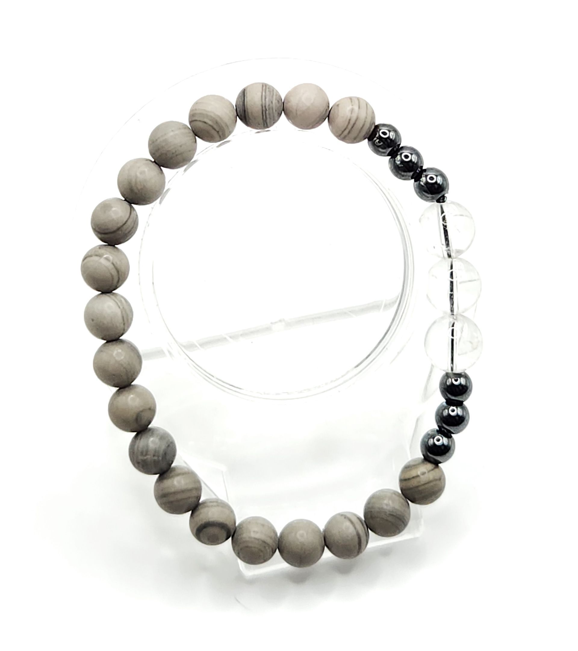 Clear Jasper Grey Crystal Bracelet for Men