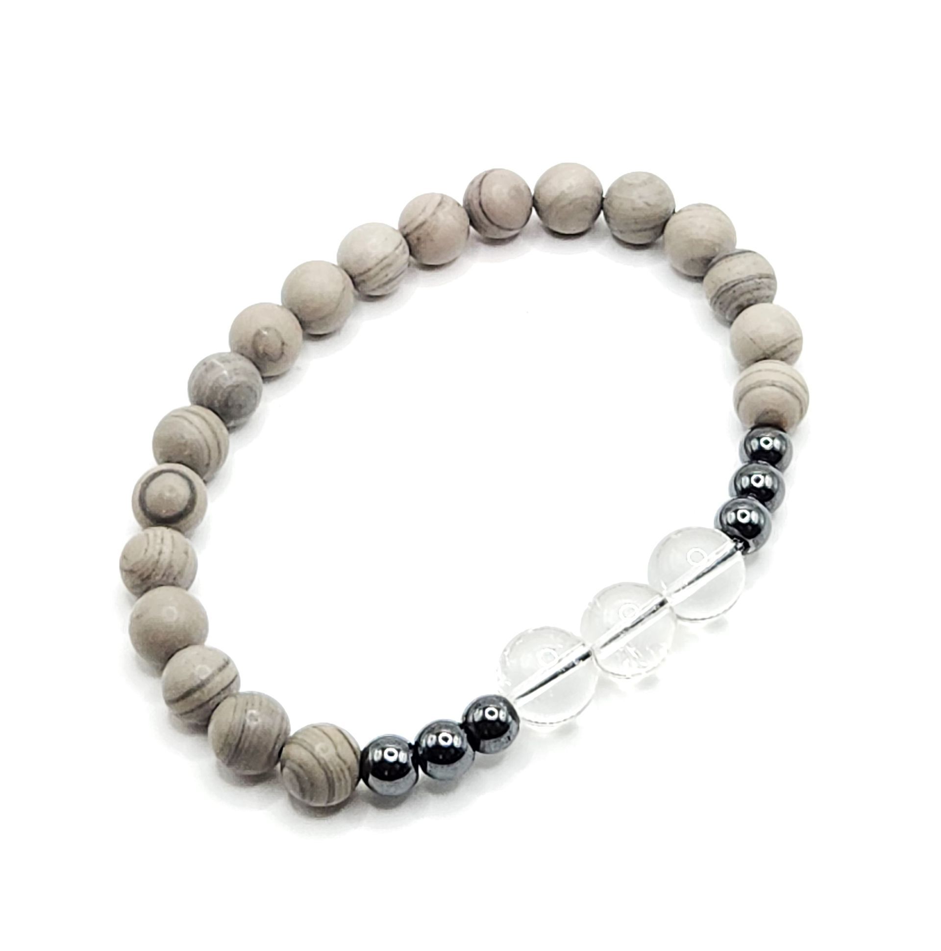 Clear Jasper Grey Crystal Bracelet for Men