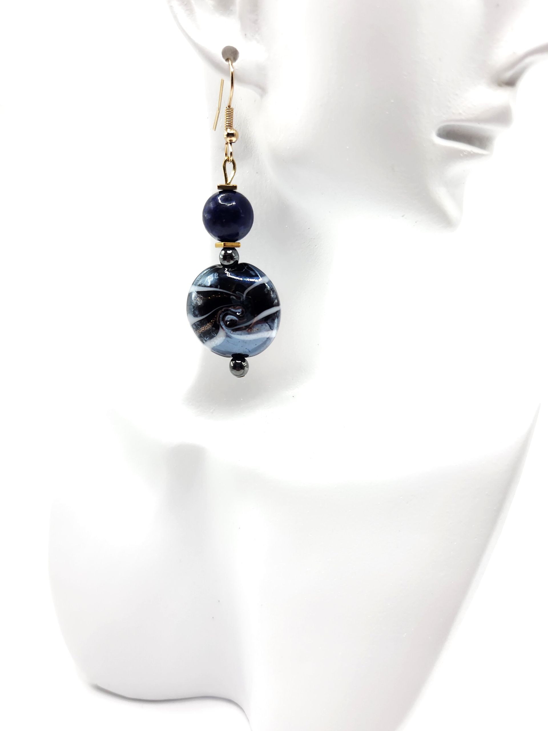 Looping Lapis Crystal Earrings