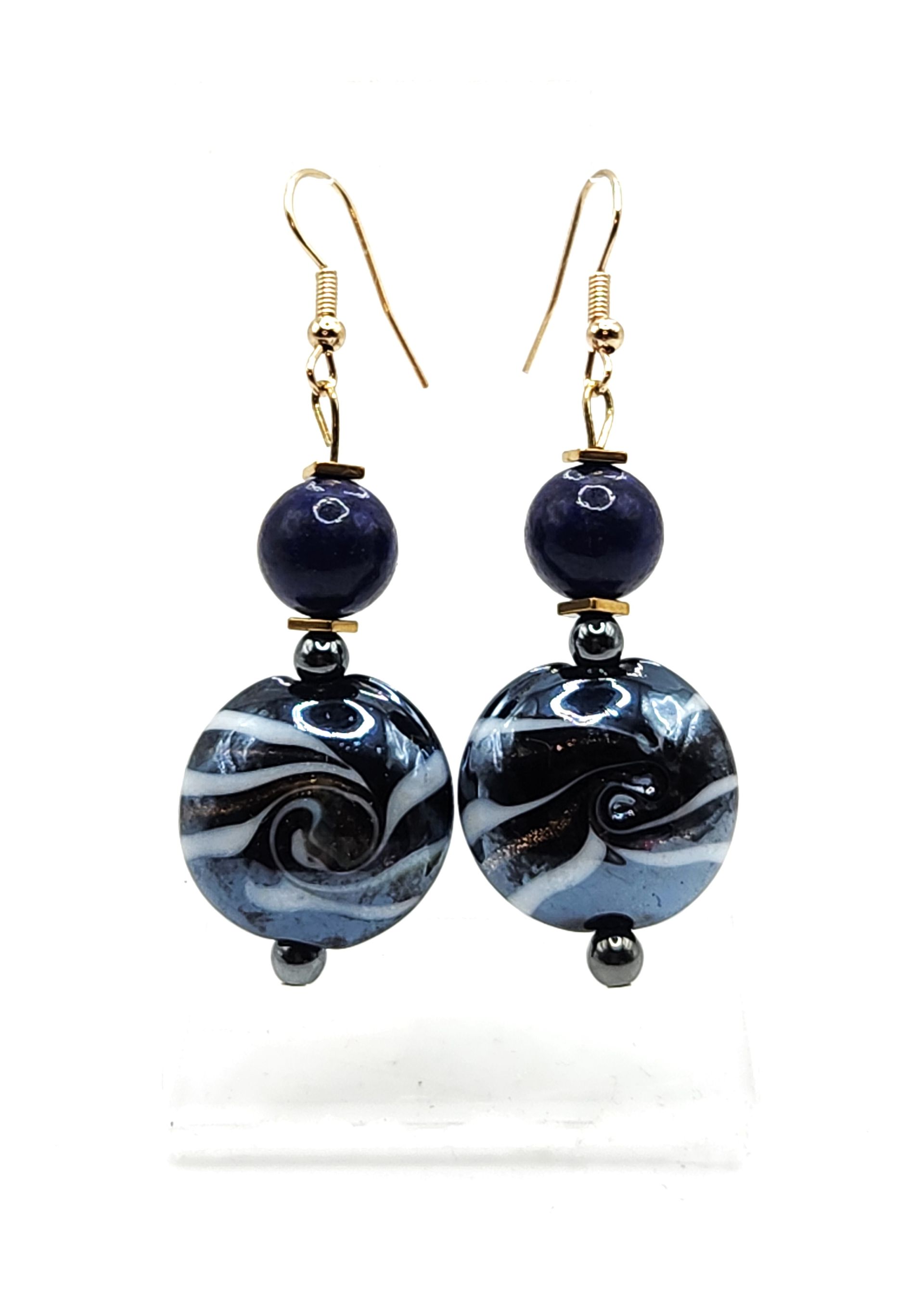 Looping Lapis Crystal Earrings