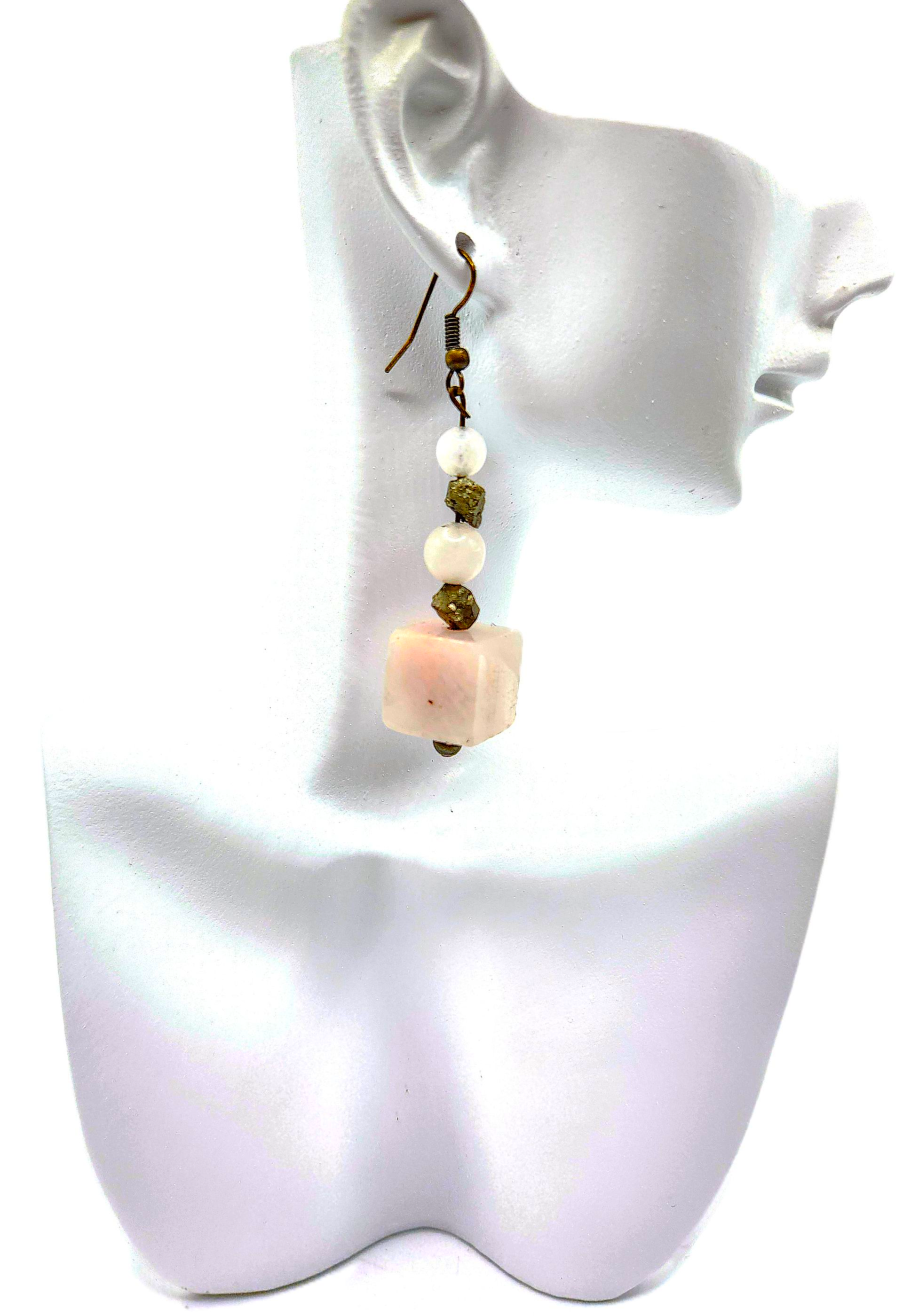 Plush Pyrite Rose Crystal Earrings