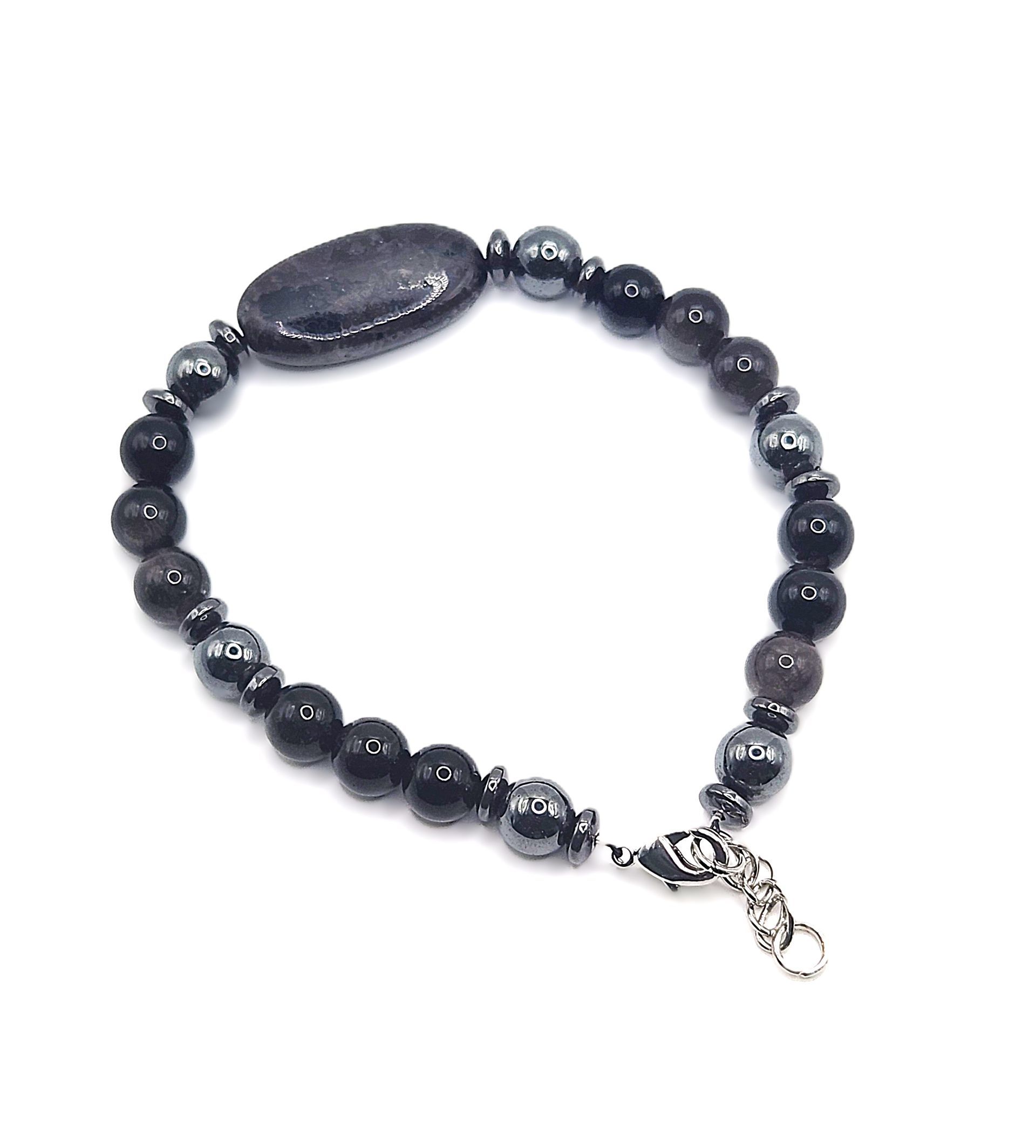 Lively Larvikite Obsidian Crystal Bracelet for Men