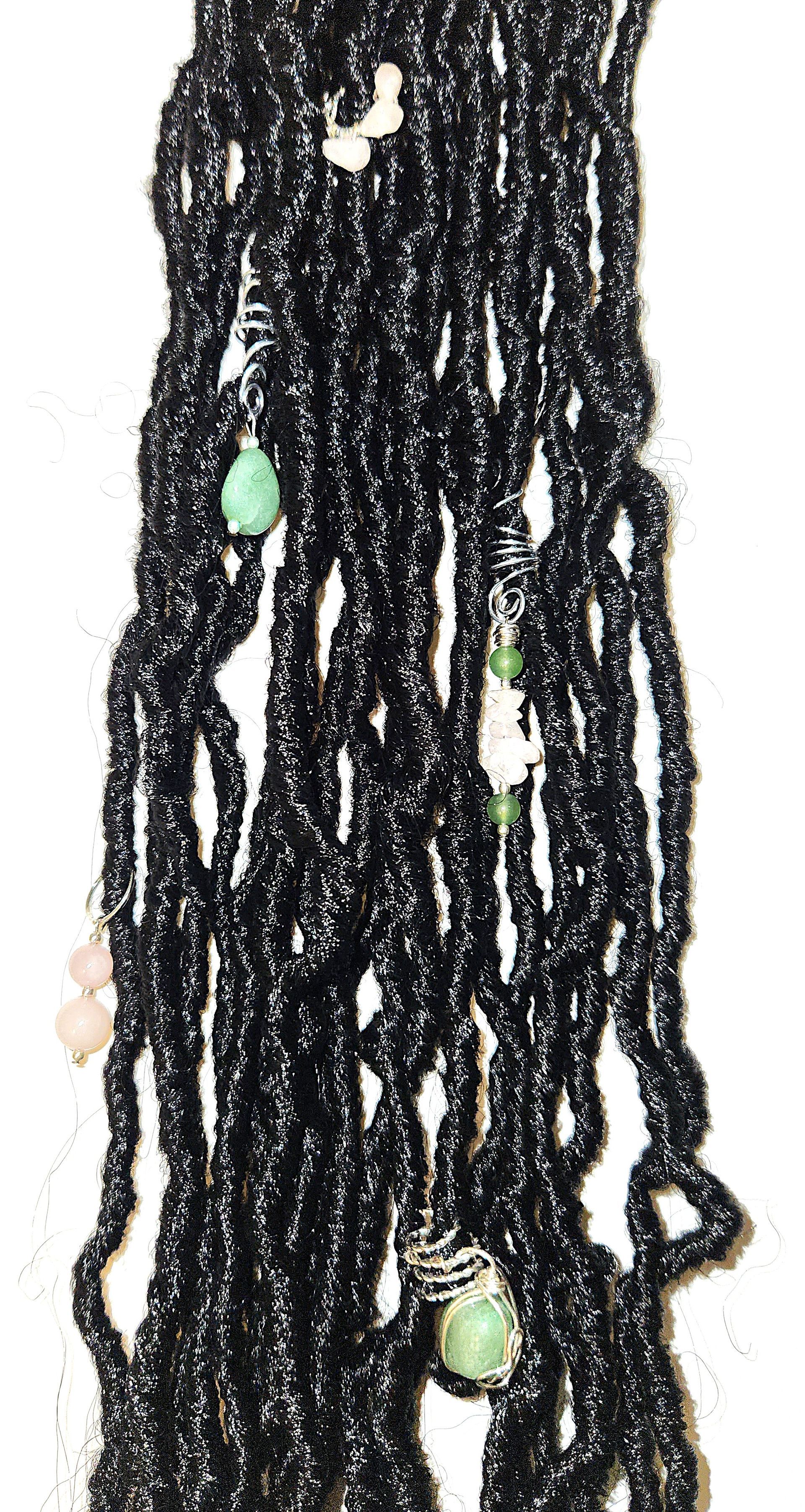 Green Aventurine Rose Crystal Hair Jewelry Set
