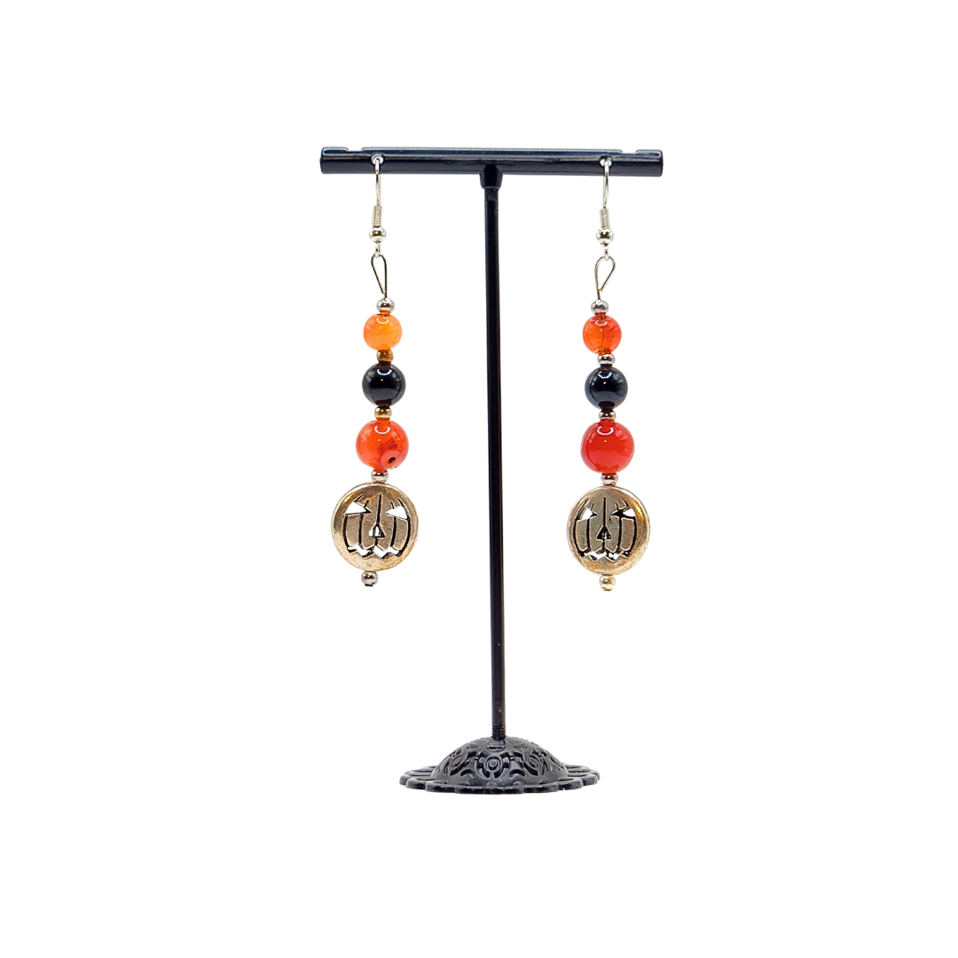 Fiery Carnelian Pumpkin Crystal Earrings