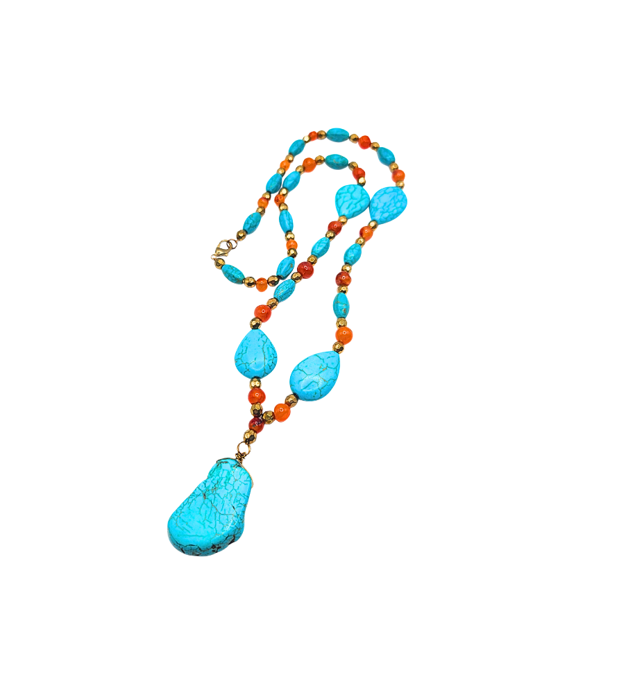 Cool Carnelian Turquoise Crystal Necklace