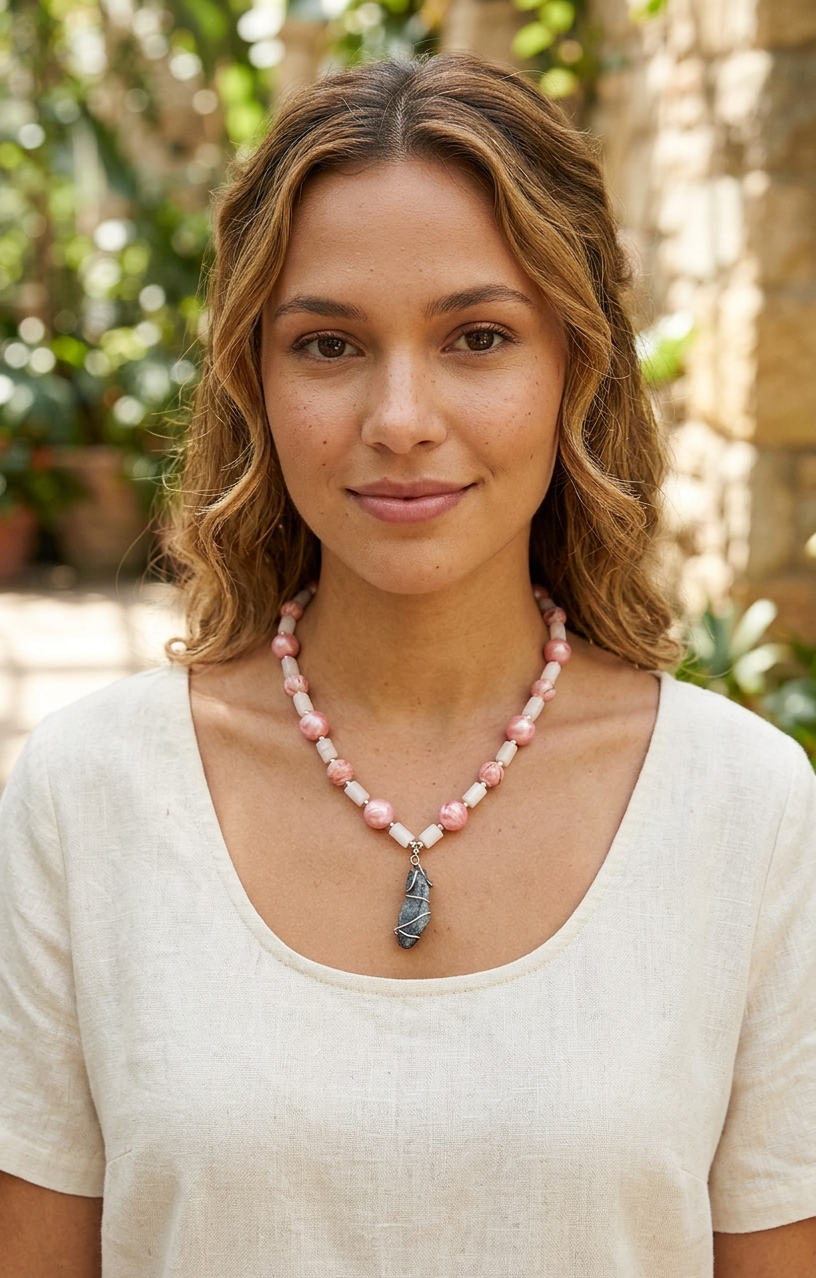 Elegant Emerald Rose Crystal Necklace