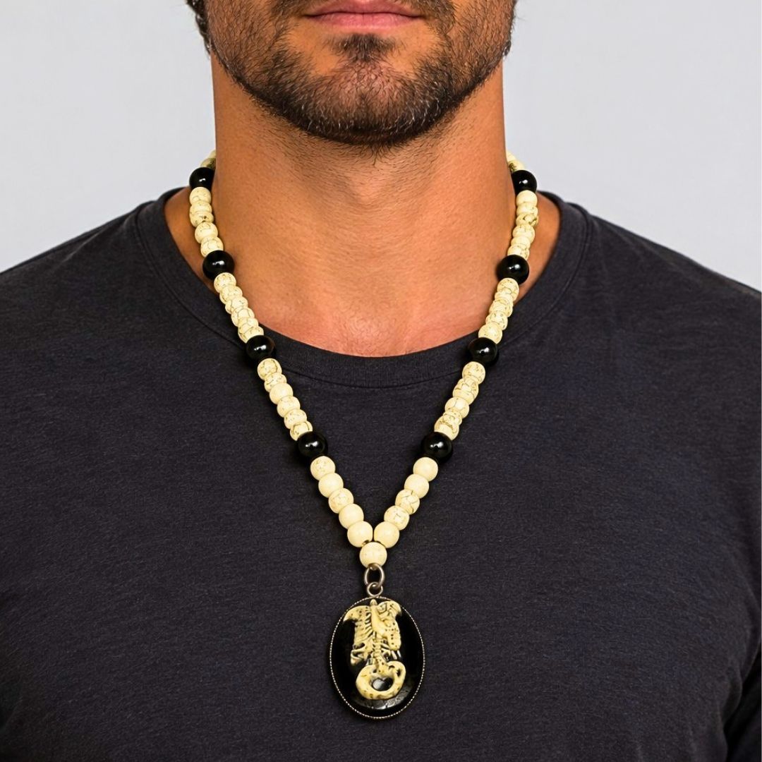 Skeletal Ivory Obsidian Crystal Necklace