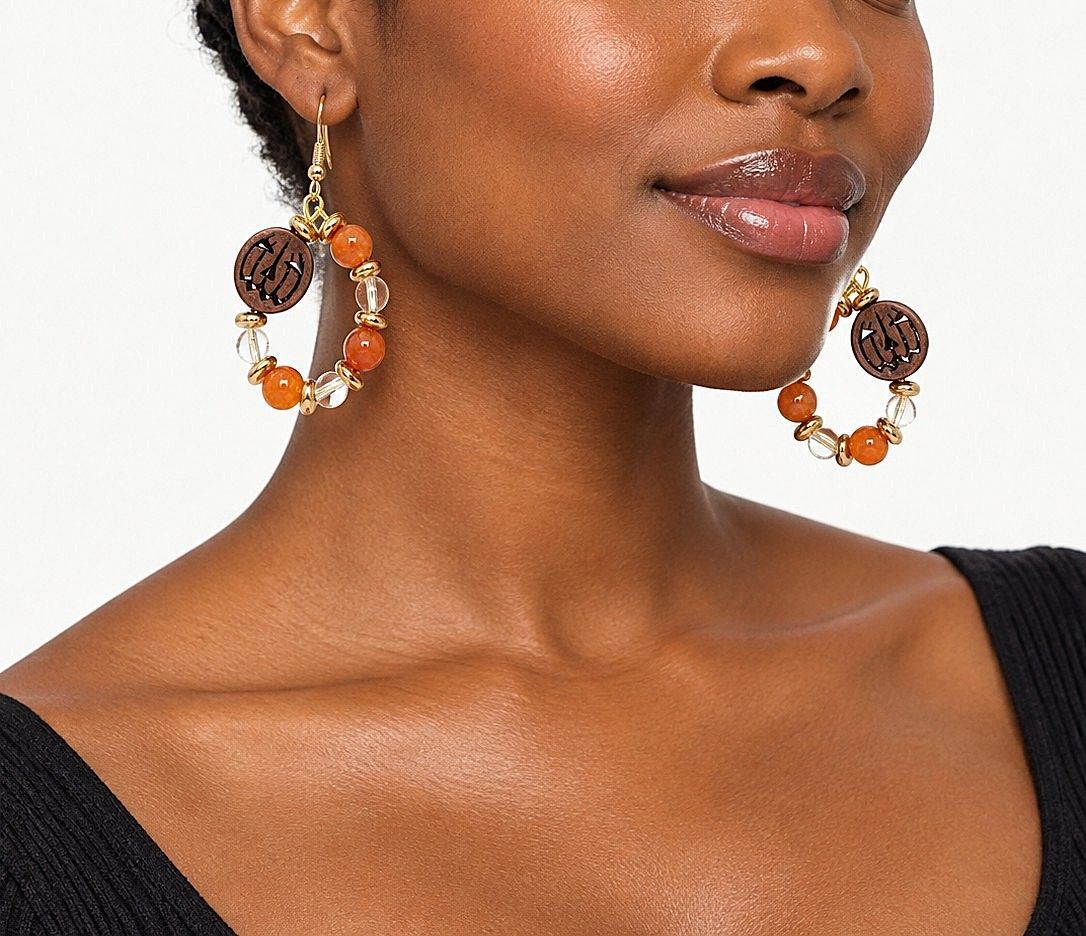 Perplex Pumpkin Quartz Crystal Earrings