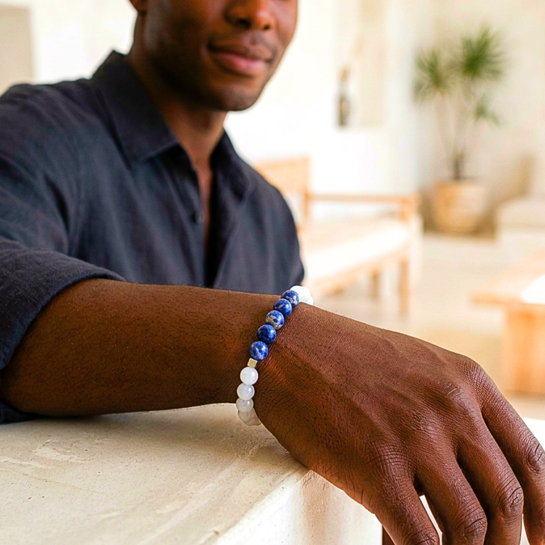 Sociable Sodalite Quartz Crystal Bracelet for Men