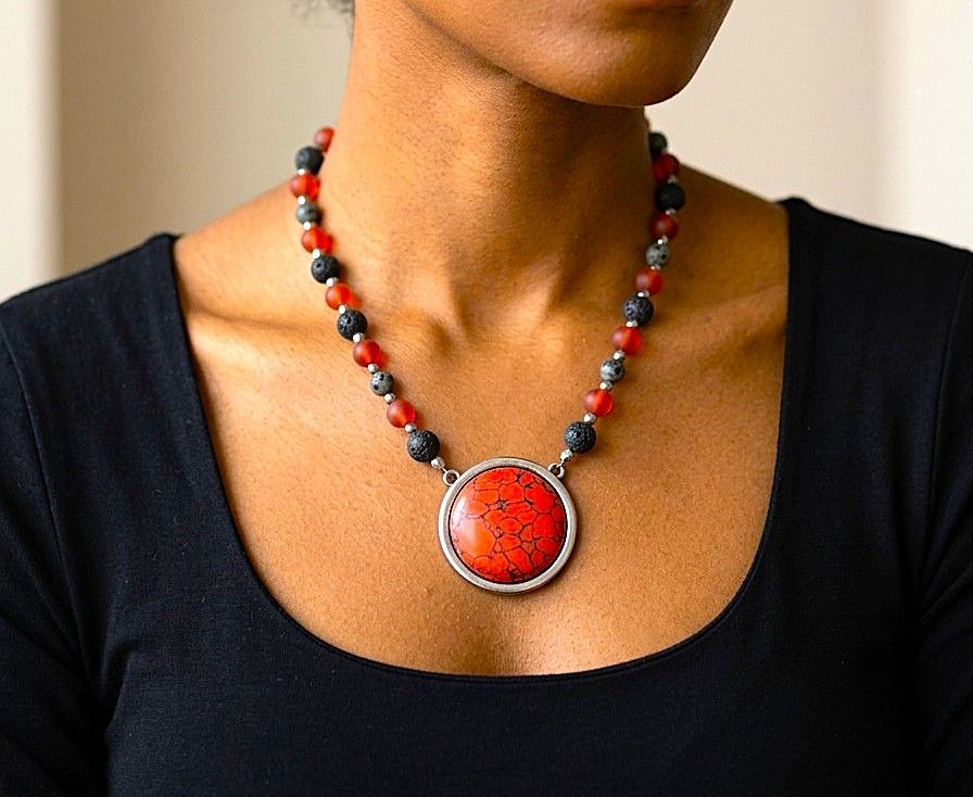Red Vine Labradorite Crystal Necklace