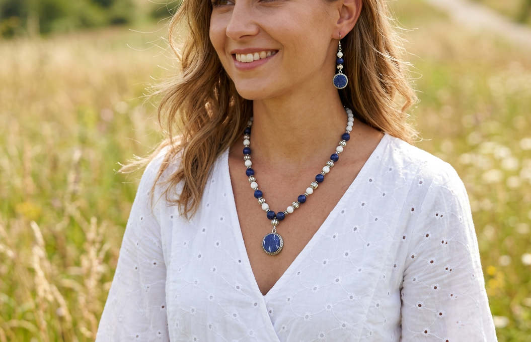 Lovely Lapis Lazuli Crystal Jewelry Set