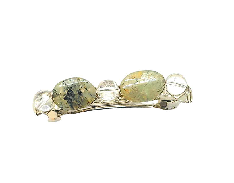 PRETTY PREHNITE CRYSTAL Hair Barrette