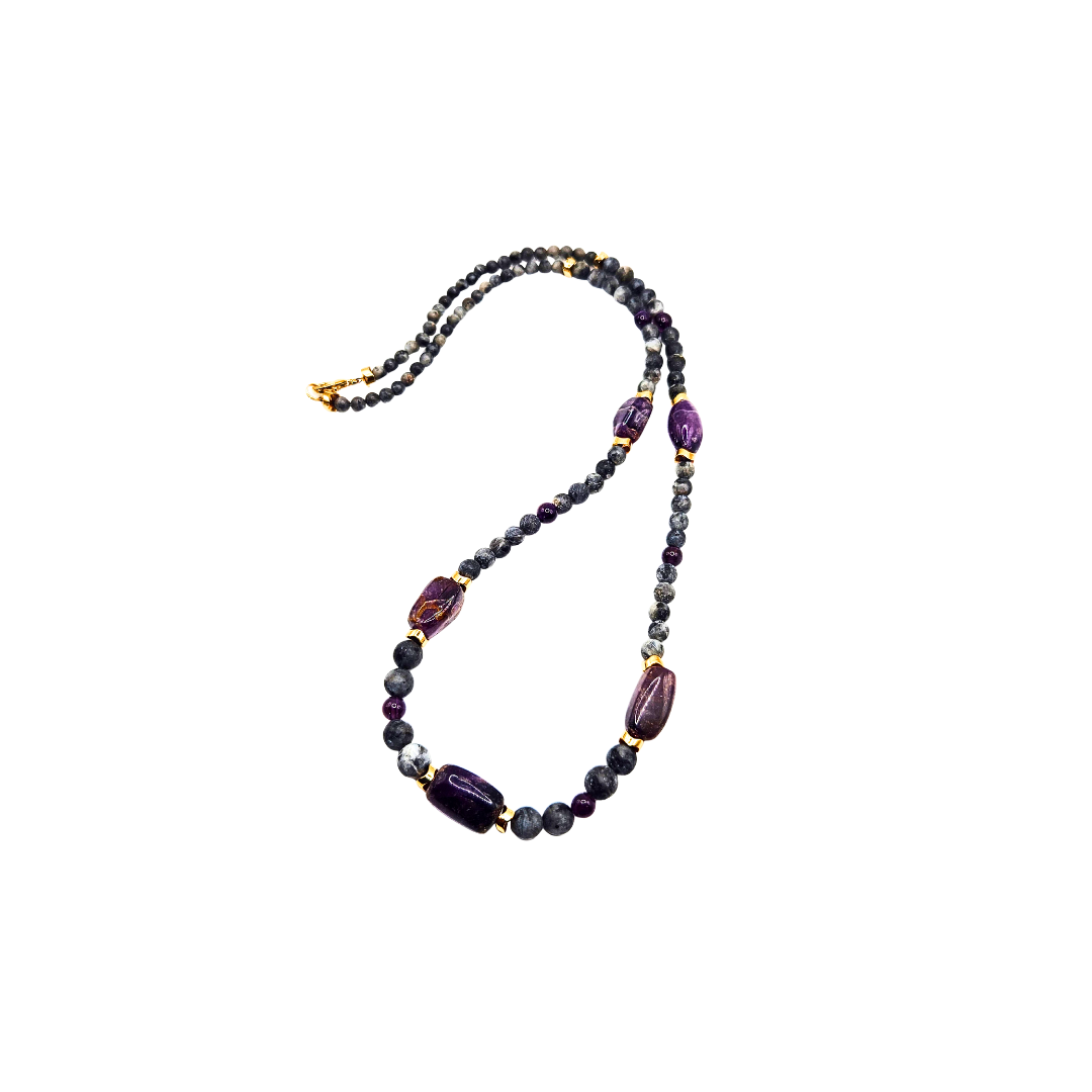 Labradorite Amethyst Crystal Necklace for Men
