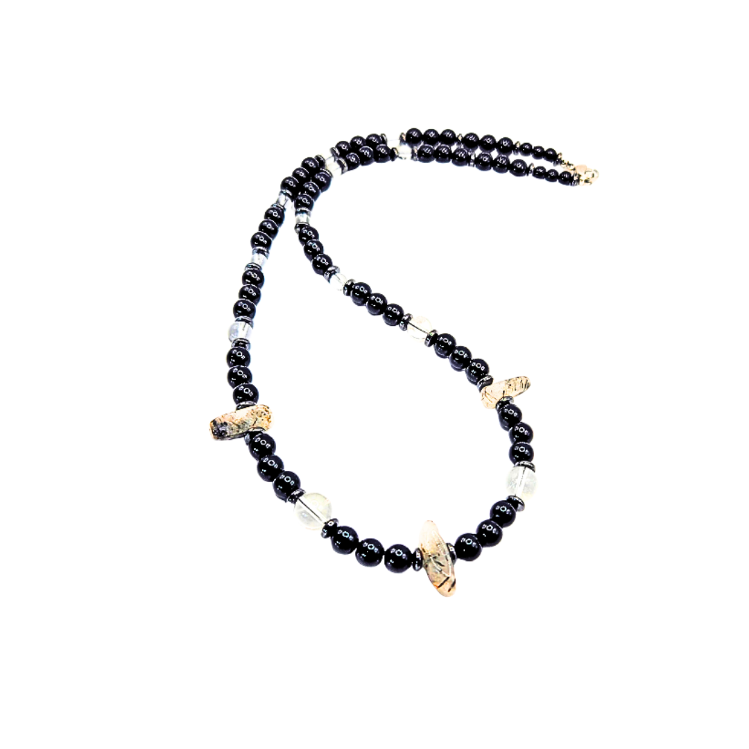 Clear Tourmalinated Quartz Crystal Necklace for Men