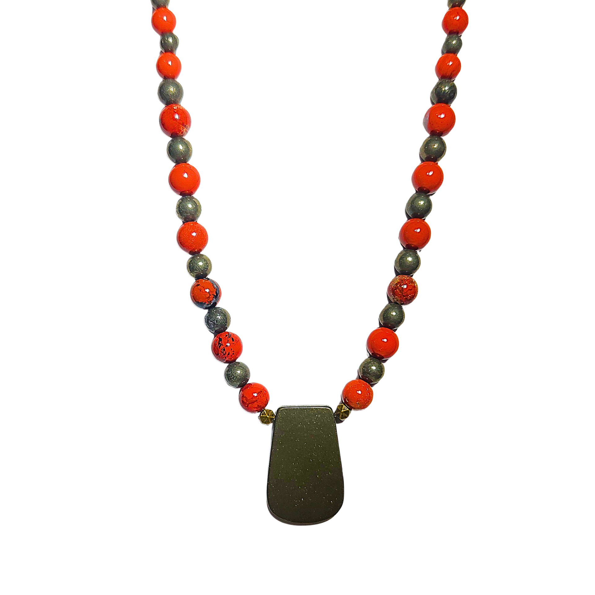 Prosperous Pyrite Jasper Crystal Necklace