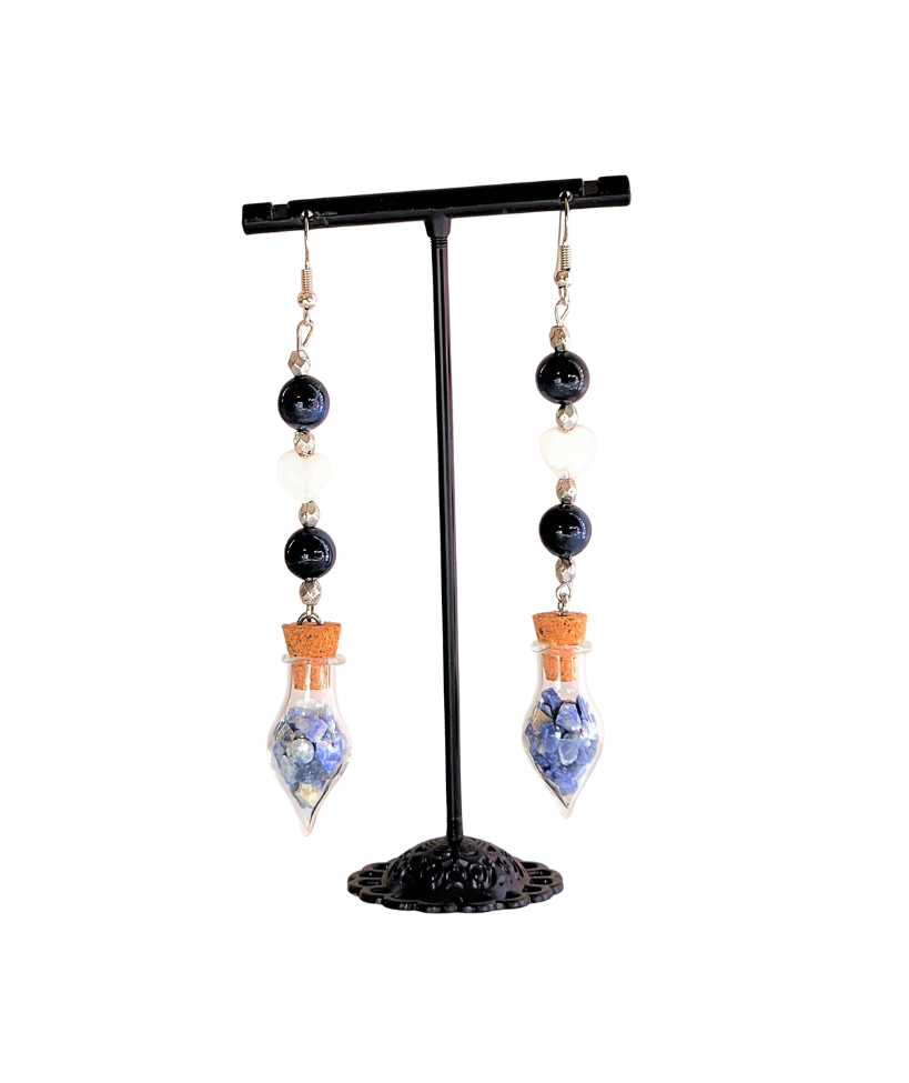 Striking Sodalite Bottle Crystal Earrings
