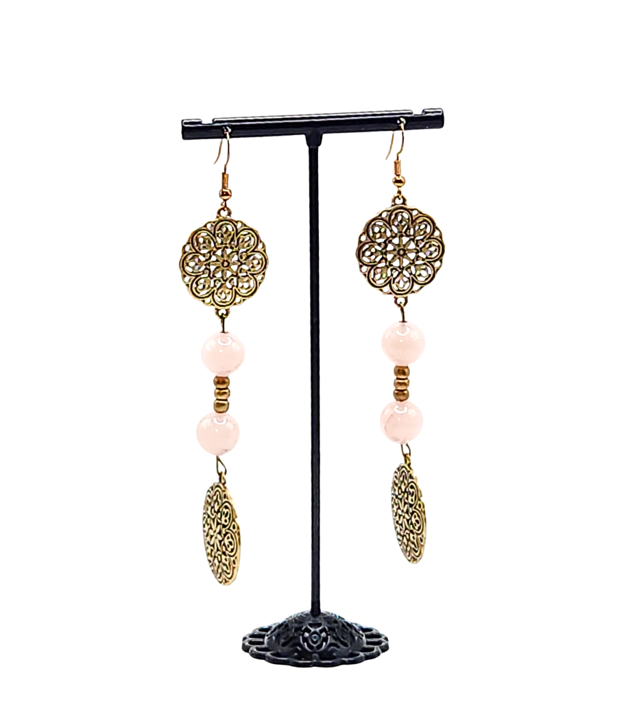 Mesmeric Medallion Rose Crystal Earrings