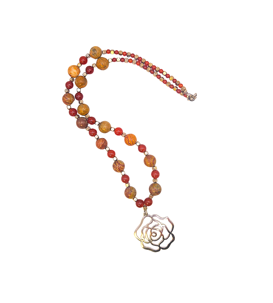 Red Rose Jasper Crystal Necklace