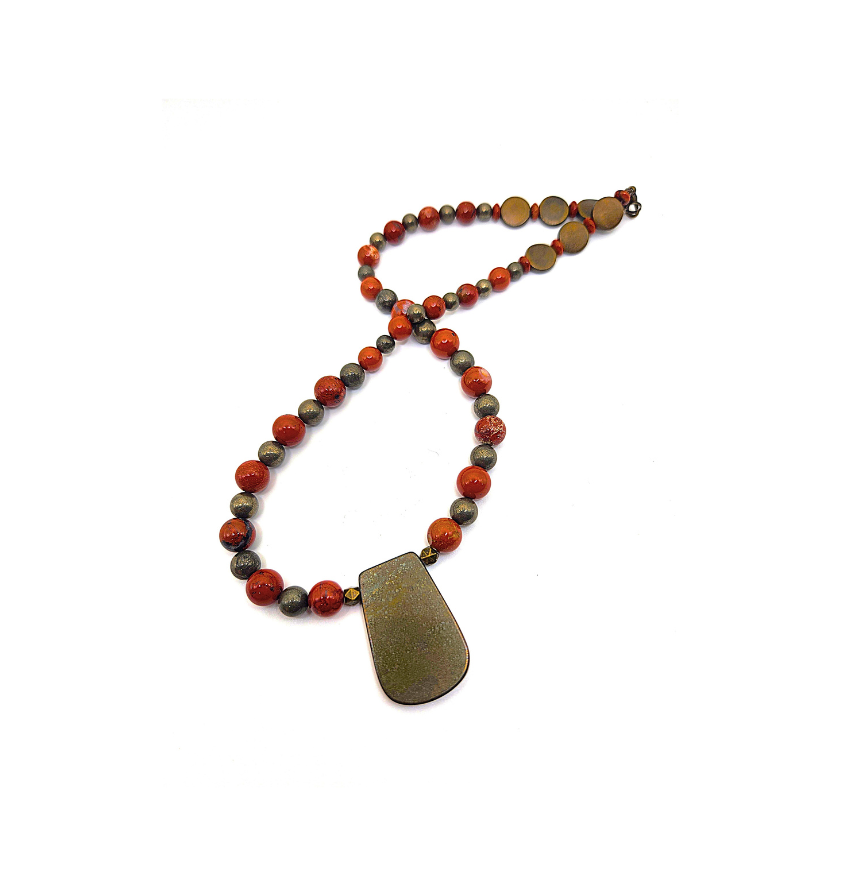 Prosperous Pyrite Jasper Crystal Necklace