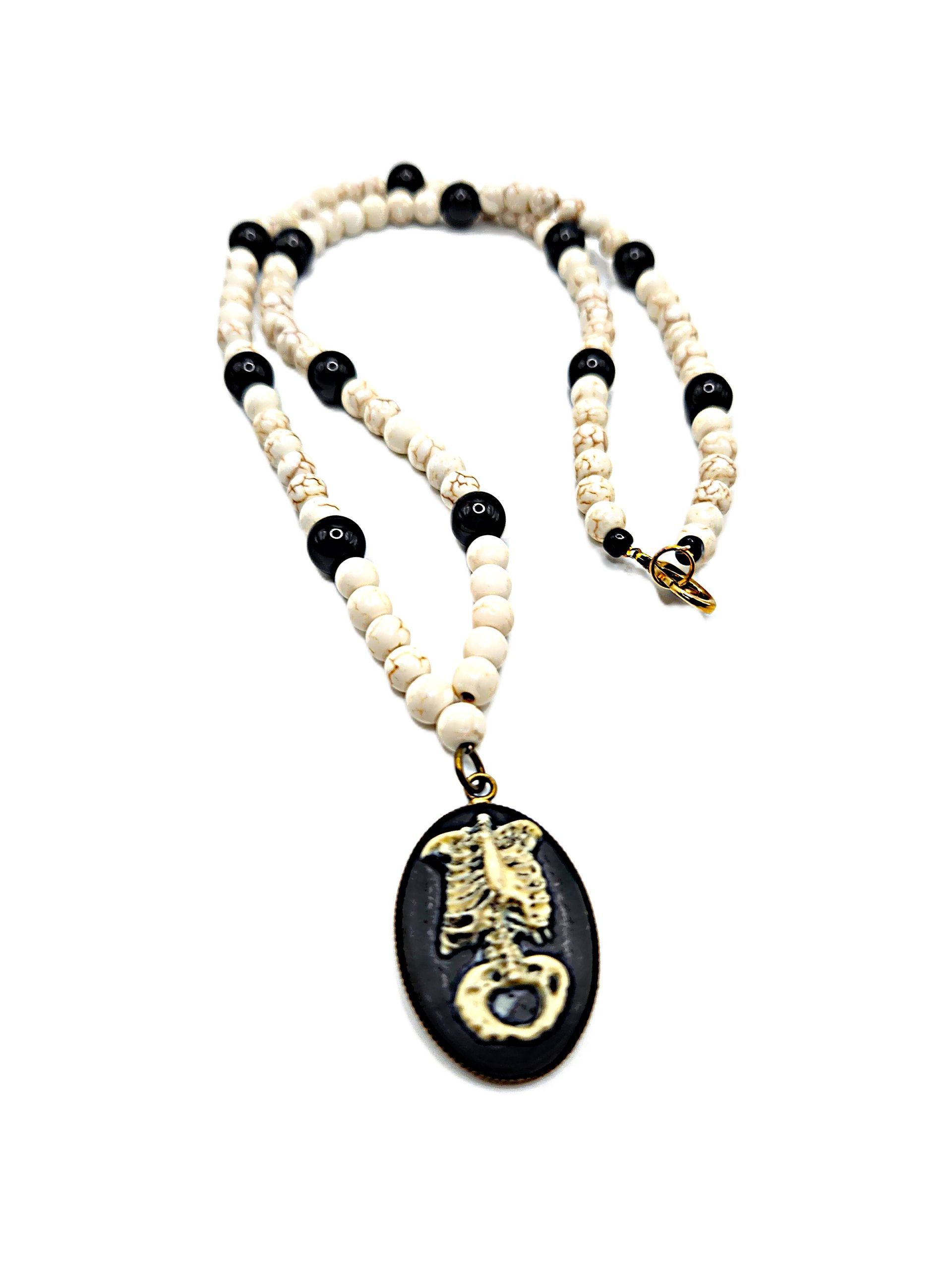 Skeletal Ivory Obsidian Crystal Necklace