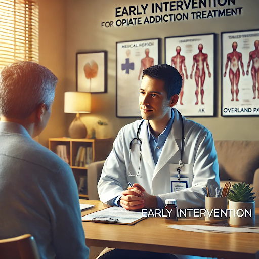 A doctor is talking to a patient about early intervention for opiate addiction treatment