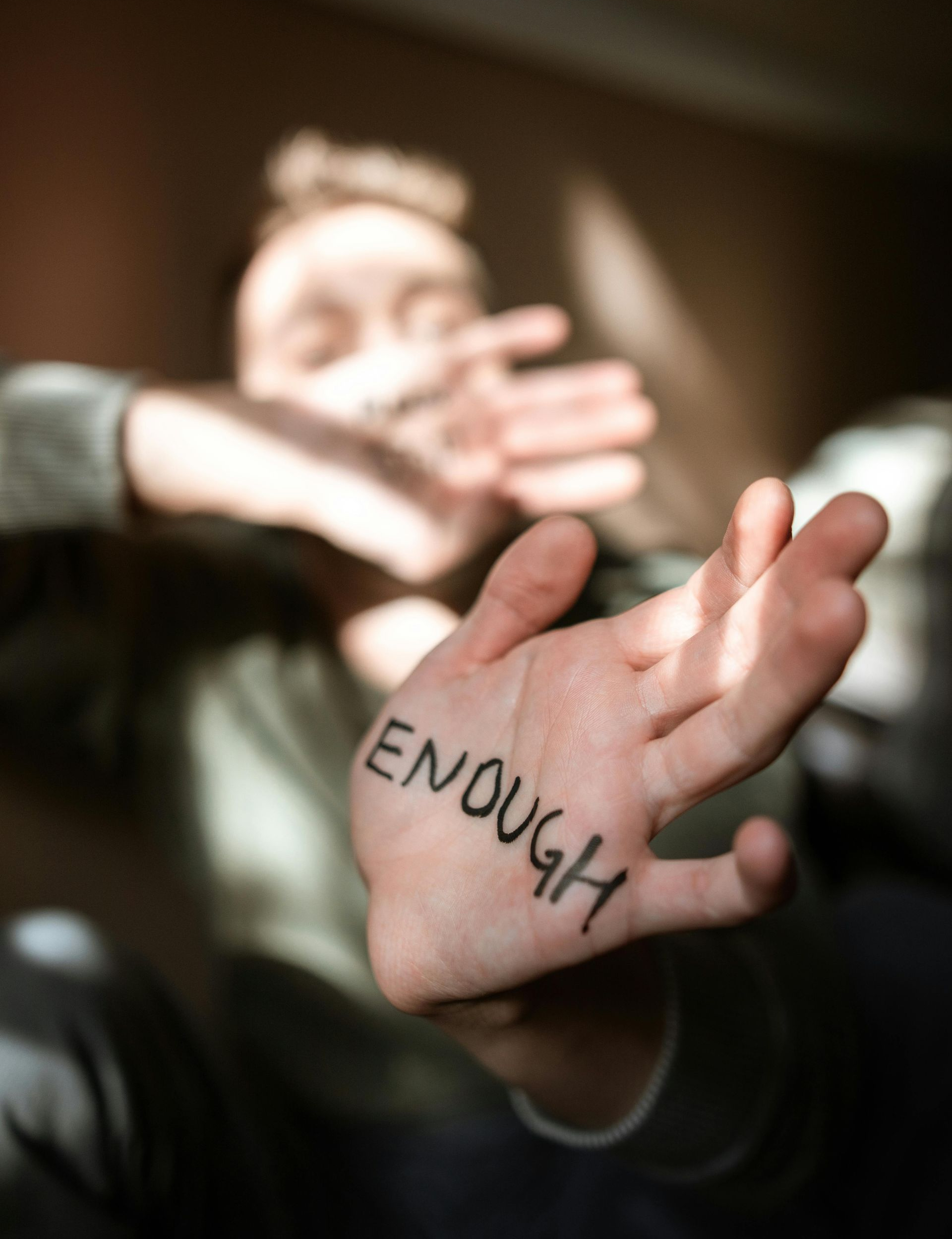 A person extends hand with