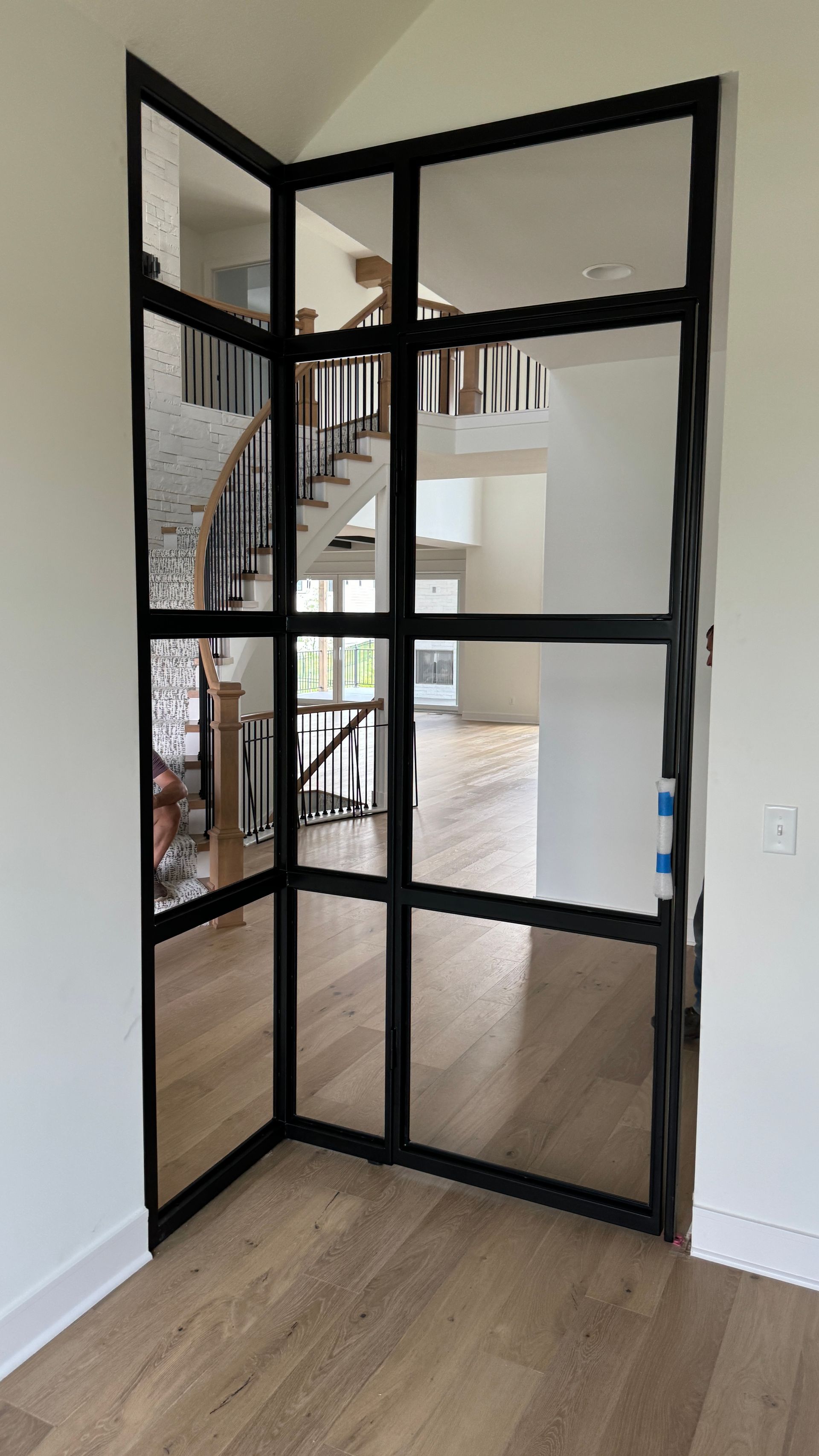 Black aluminum framed widnows