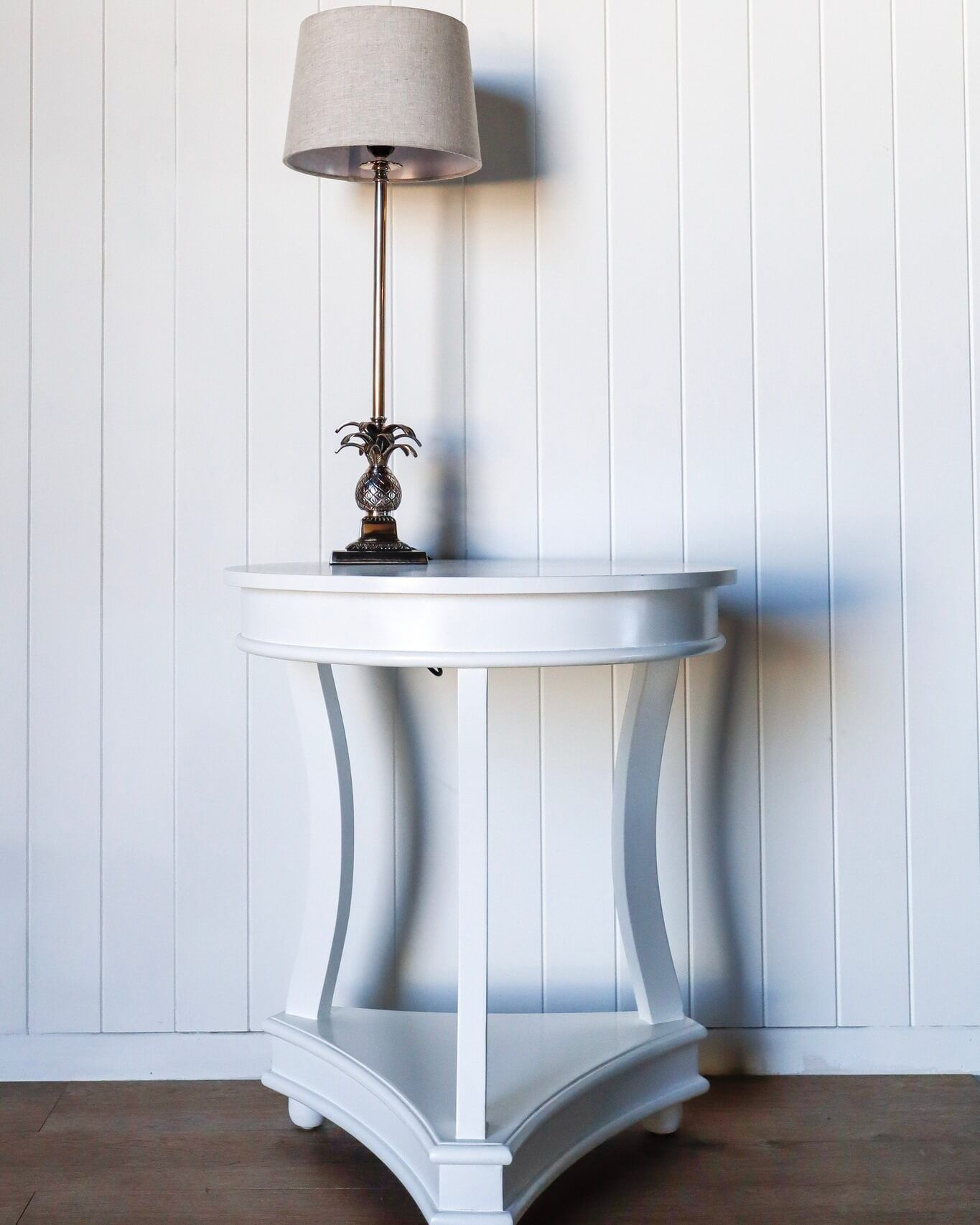 Stylish Lamp Standing On A White Wooden Table — Tropic Living in Palm Cove, QLD