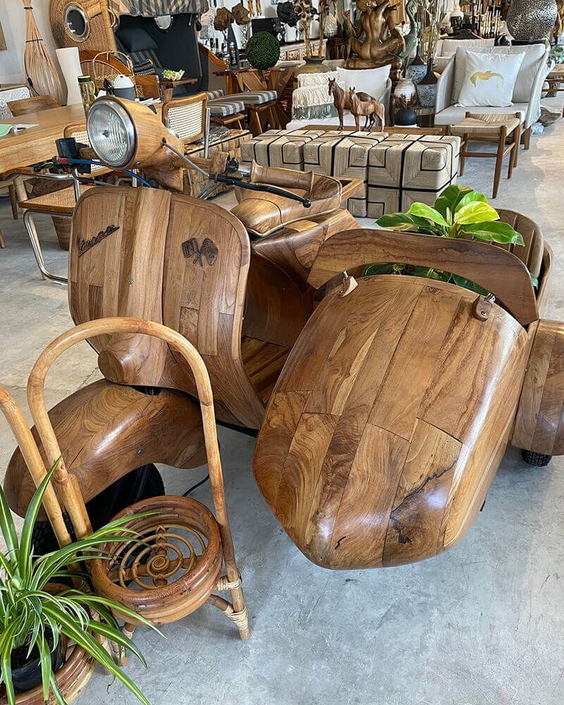Decorative Wooden Scooter With A Sidecar — Tropic Living in Palm Cove, QLD
