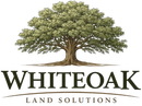 Logo for Whiteoak Land Solutions featuring a detailed, wide-spreading oak tree above the company name in dark serif text.