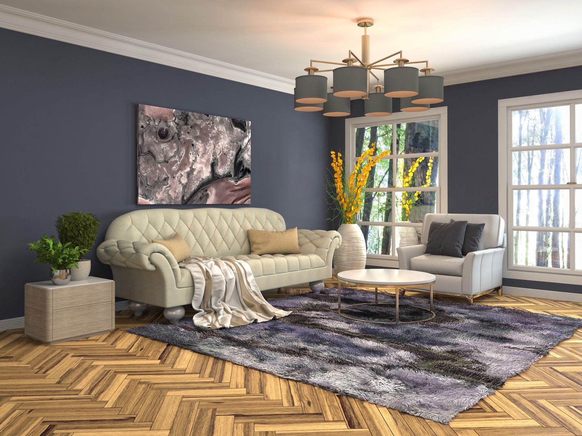 Modern Apartment Living Room — Seattle, Washington — Consolidated Carpets